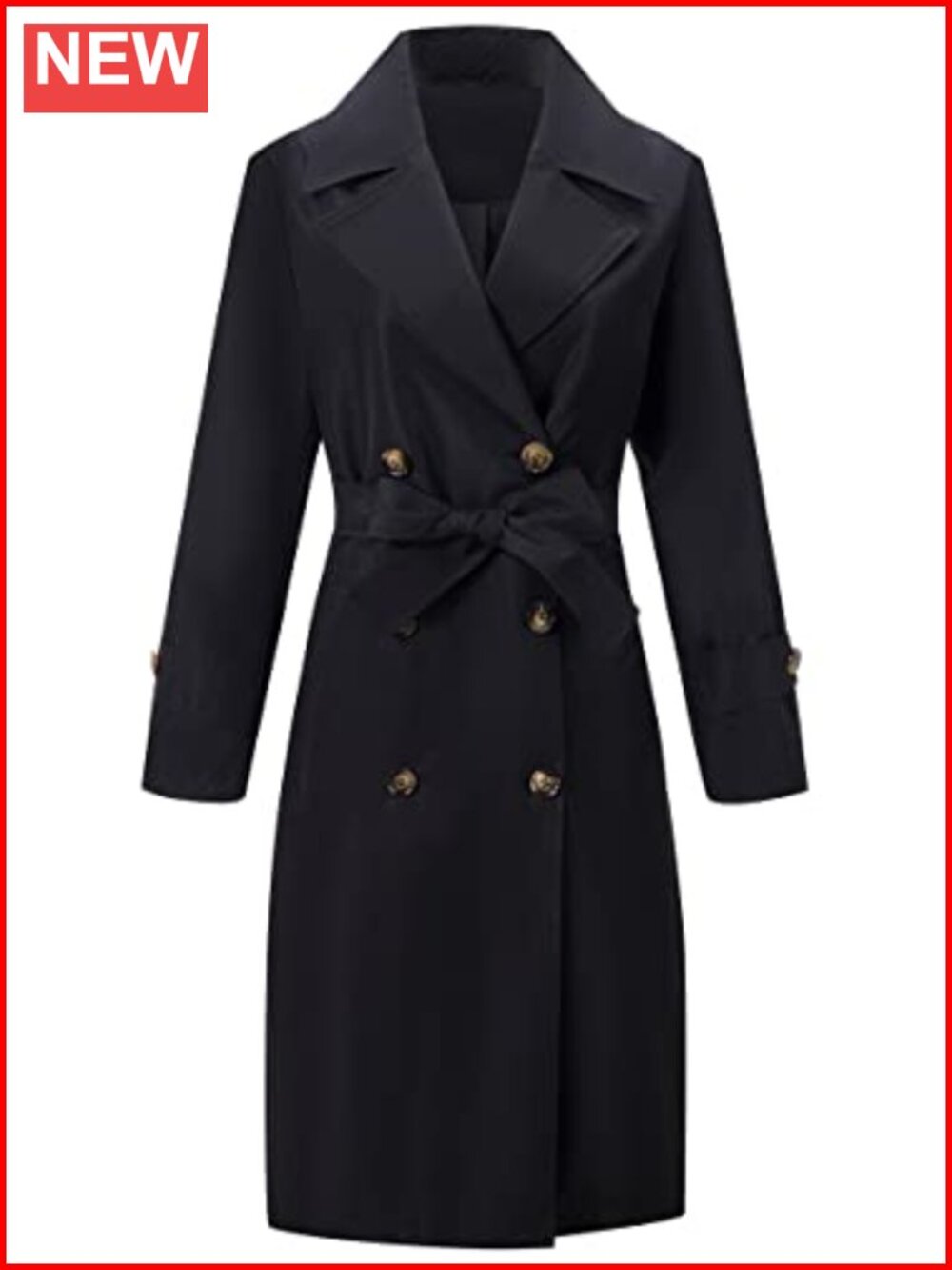 Women's Double-Breasted Water Resistant Trench Coat